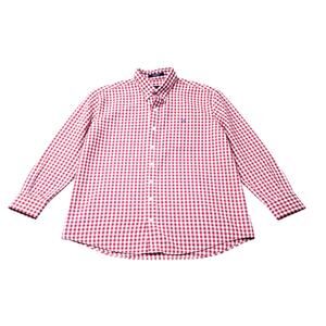 Smith & James Men’s Large Red White Gingham Check Long Sleeve Button Down Shirt